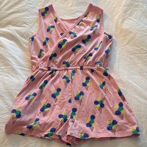 Tea Collection Pink Ice Cream Print Kids Shorts Romper with pockets